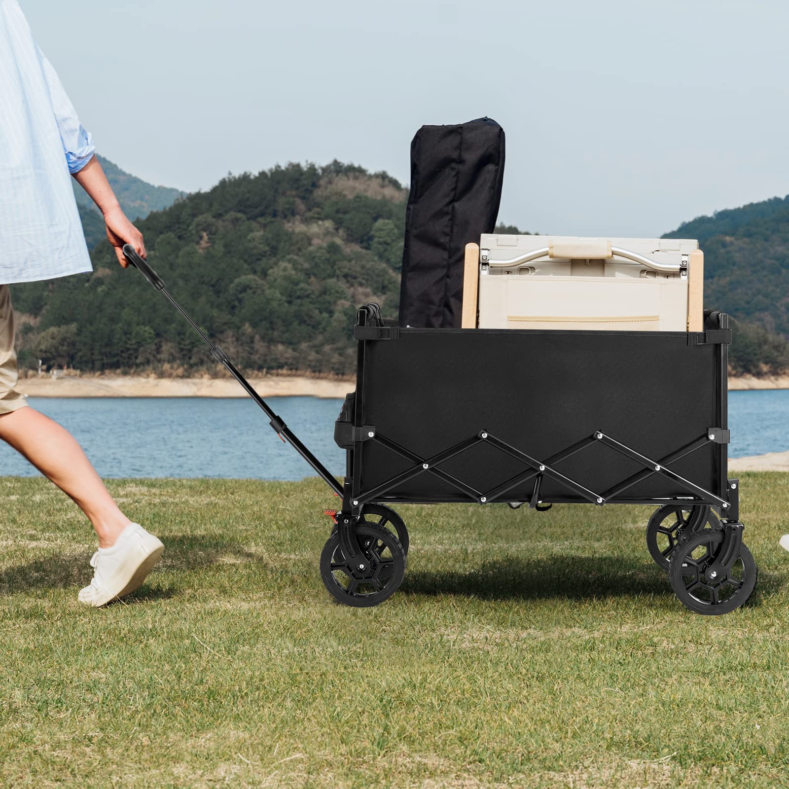 Navatiee Wagon Cart Heavy Duty Foldable. Collapsible Wagon